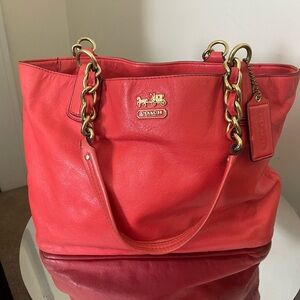 Coach Bright Coral Cammie Chain Tote